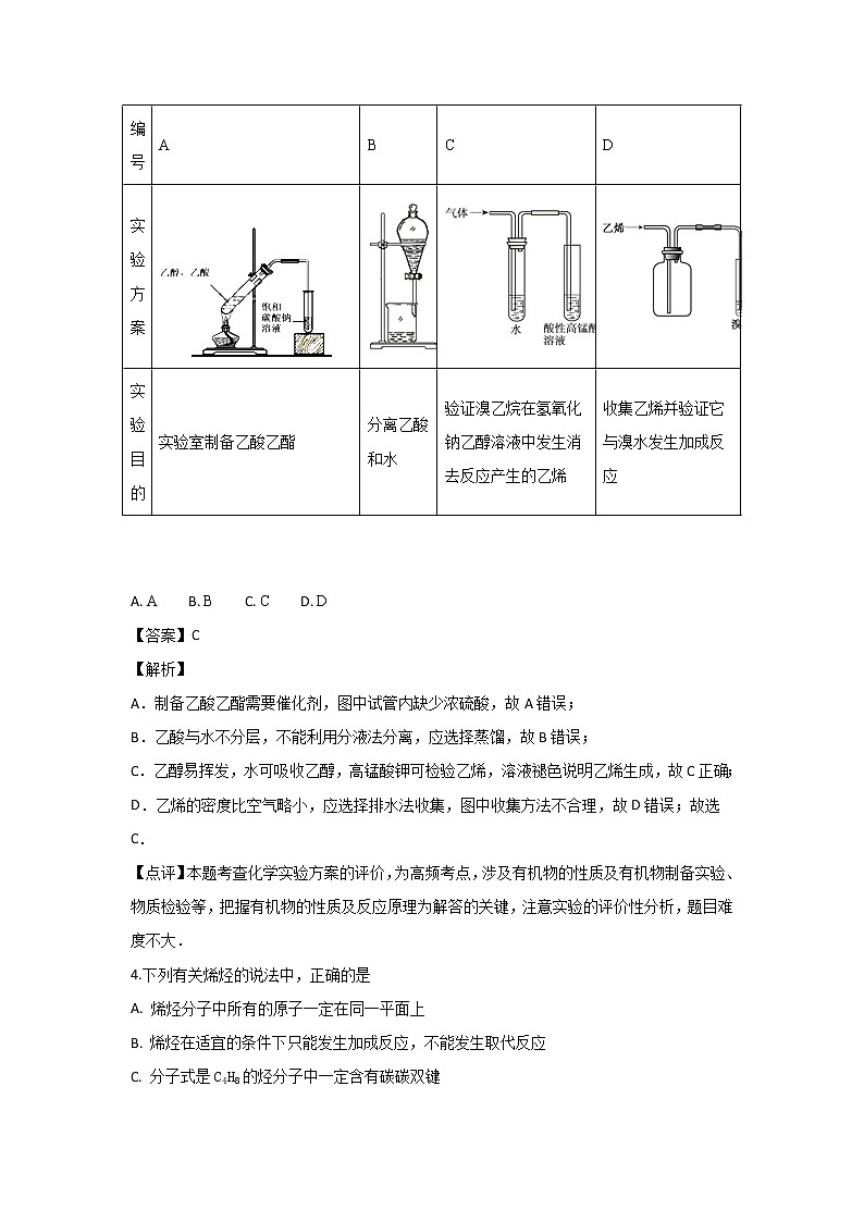 2018-2019学年内蒙古太仆寺旗宝昌一中高二上学期期中考试化学试题 解析版02