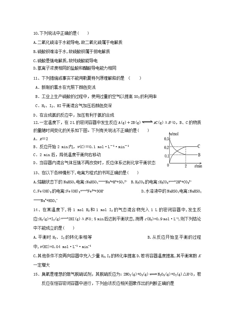 2018-2019学年山东省临沂市蒙阴县实验中学高二上学期期中考试化学试题 Word版03