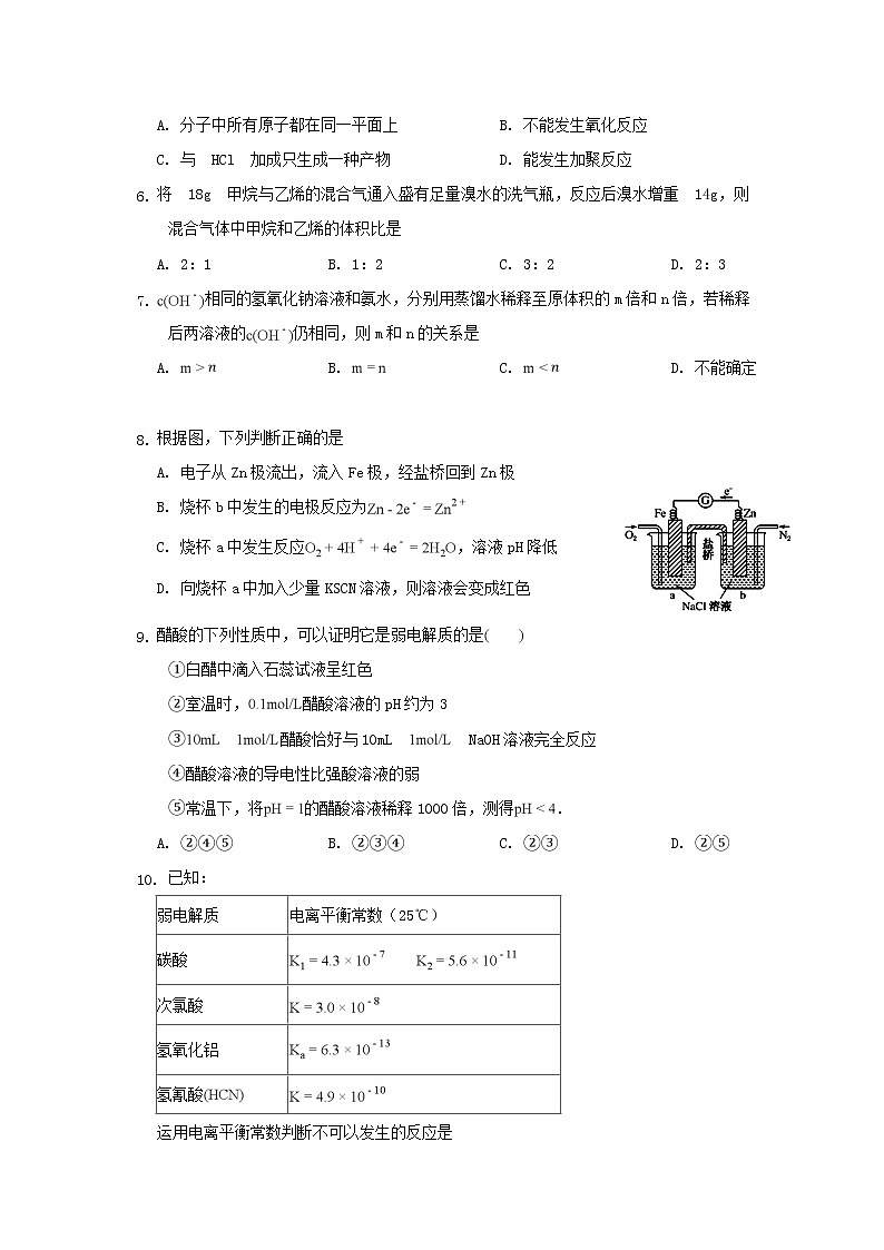 2018-2019学年新疆生产建设兵团第二中学高二上学期期中检测化学试题 Word版第2页