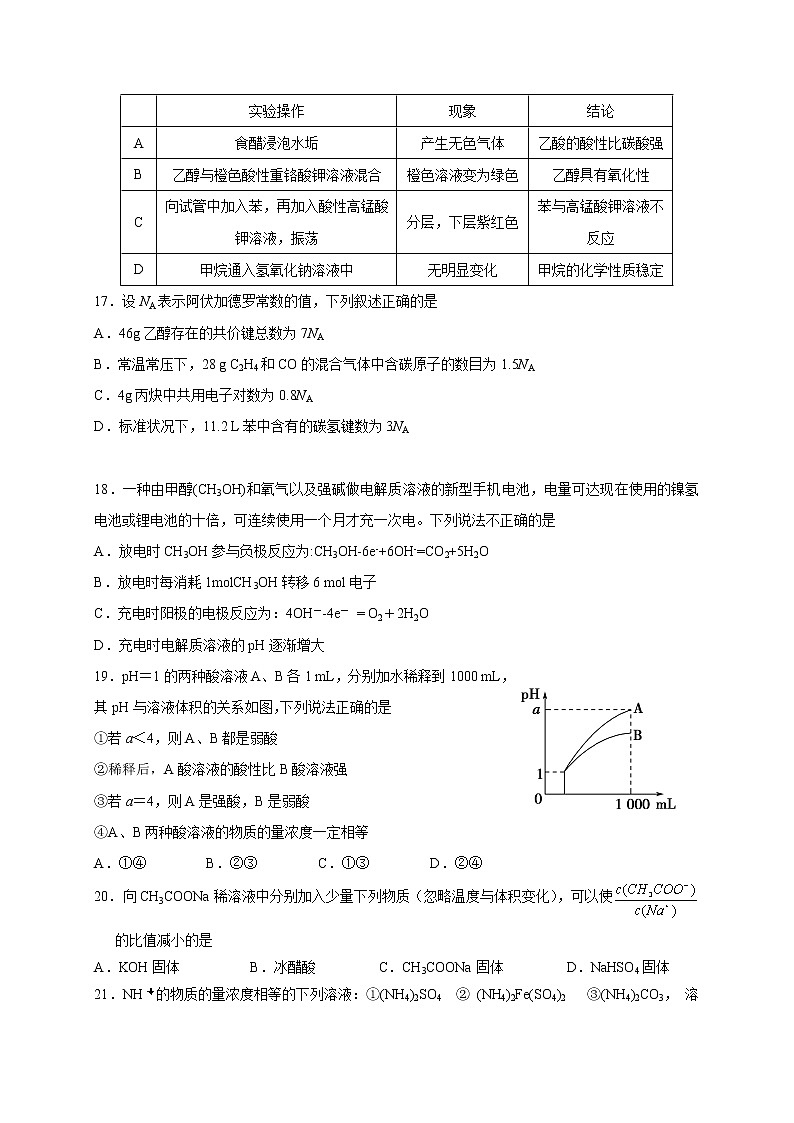2018-2019学年黑龙江省哈尔滨师范大学附属中学高二上学期期中考试化学（理）试题（Word版）03