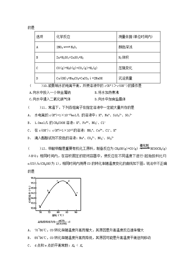 2018-2019学年湖北省宜昌市葛洲坝中学高二上学期期中考试化学试题 Word版03