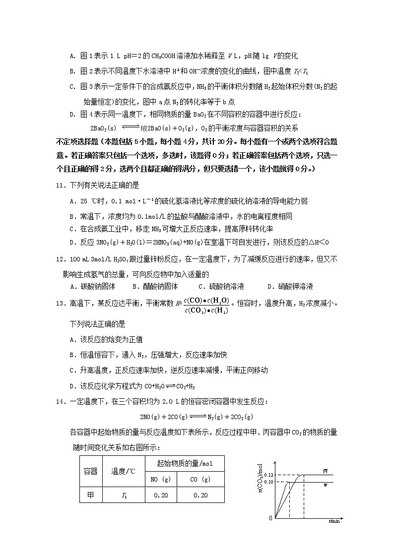 2018-2019学年江苏省南通市海安高级中学高二上学期期中考试化学（选修）试题 Word版03