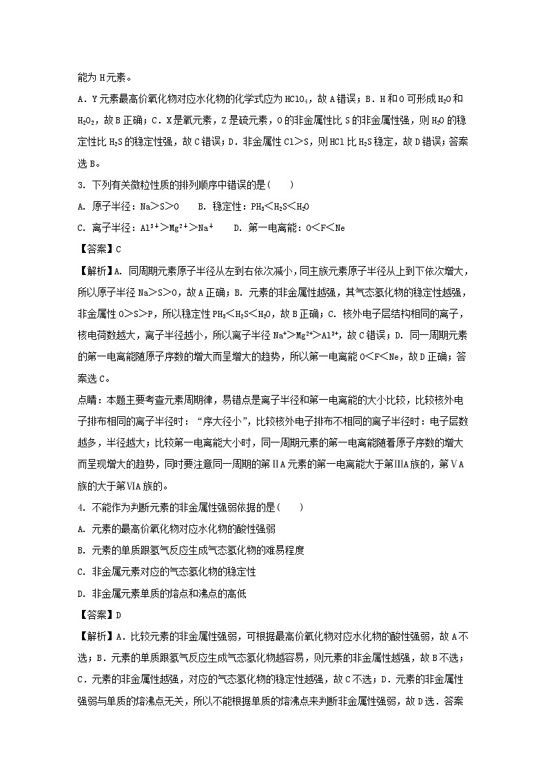 2017-2018学年四川省凉山木里中学高二上学期期中考试化学试题 解析版02