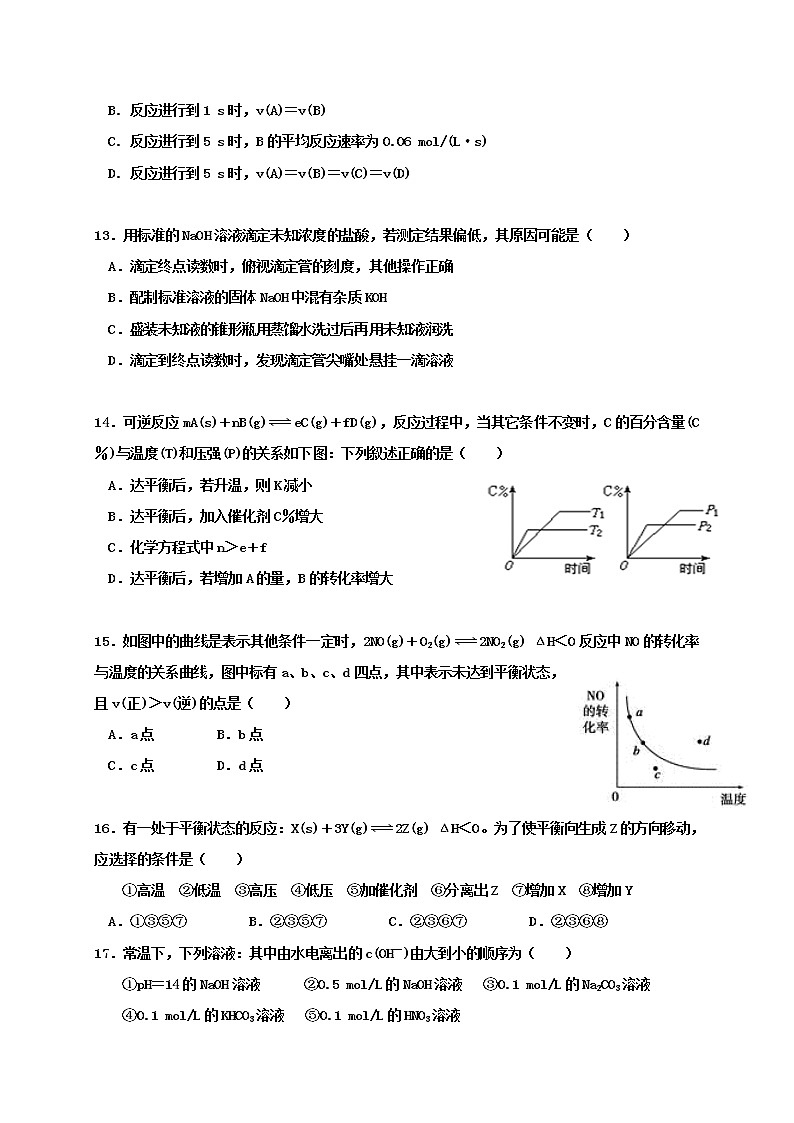 2017-2018学年重庆市第四十二中学高二上学期期中考试化学试题 缺答案03