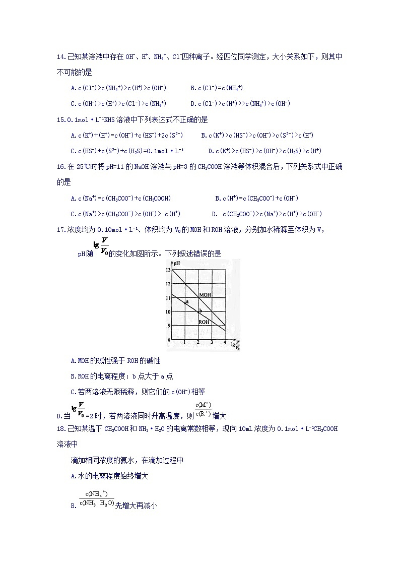 2017-2018学年江西省临川第二中学高二上学期期中考试化学试题03
