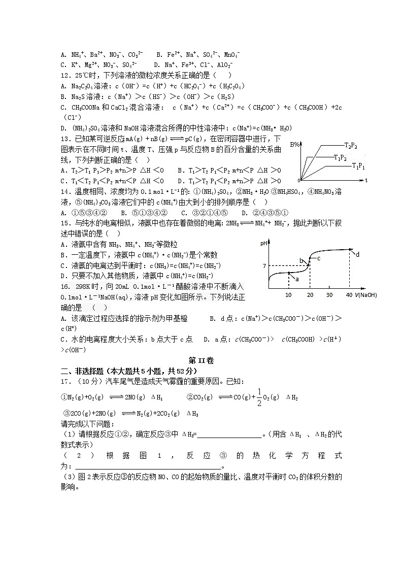 2017-2018学年江西省上饶市广丰一中高二上学期期中考试化学试题03