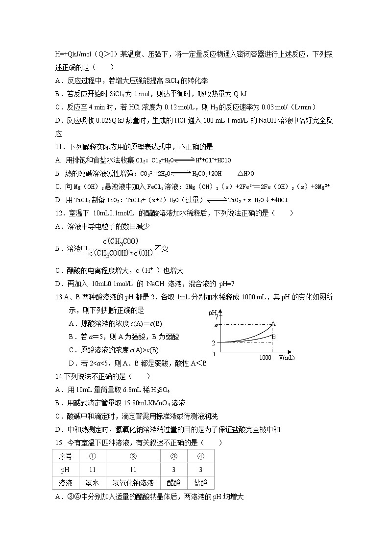 2017-2018学年山东省蒙阴县第一中学高二上学期期中考试化学试题（学优部）03