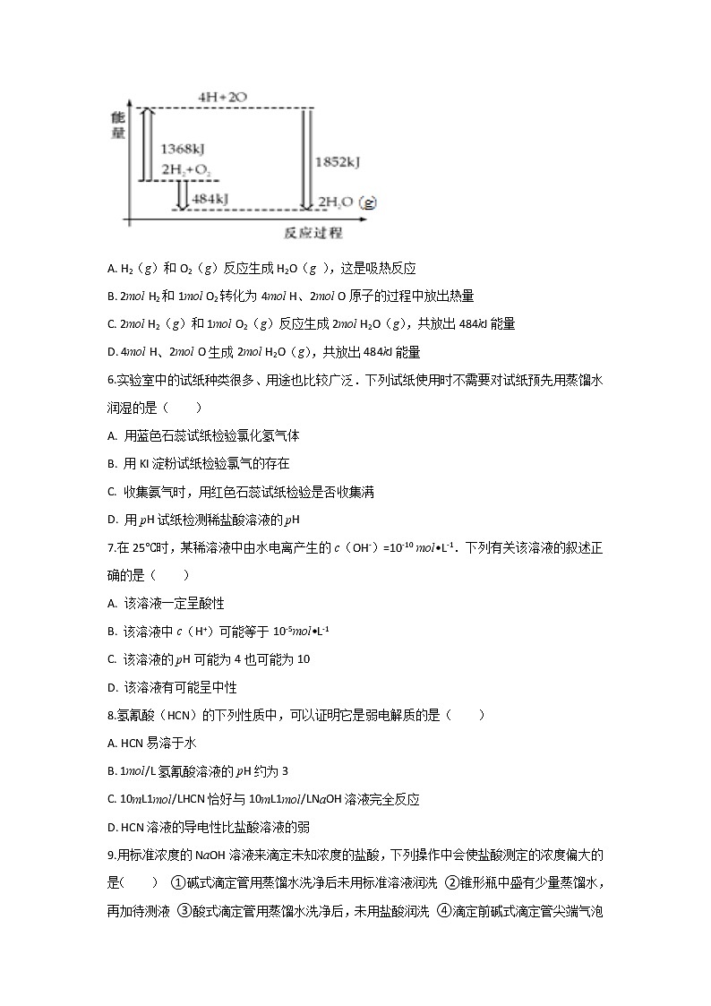 2017-2018学年河北省邯郸市第二中学高二上学期期中考试化学试题02