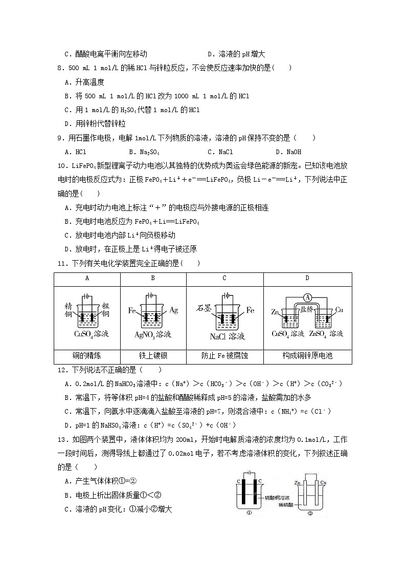 2017-2018学年湖南省张家界市民族中学高二上学期期中考试化学试题 缺答案02