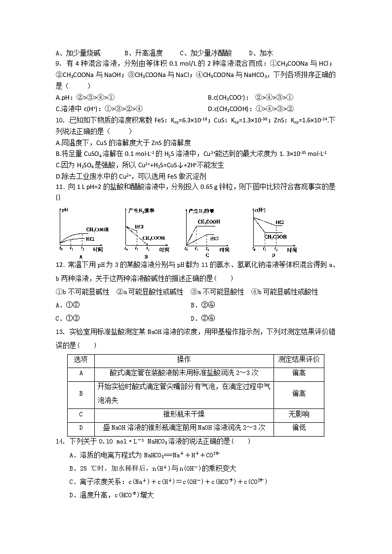 2017-2018学年吉林省辽源五中高二上学期期中考试化学试题 缺答案02