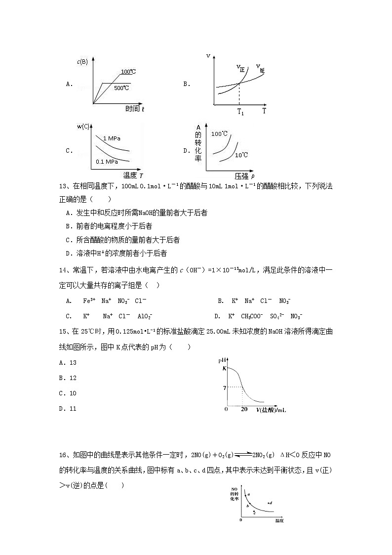 2017-2018学年甘肃省平凉市静宁县第一中学高二上学期期中考试化学试题（普通班） Word版无答案第3页
