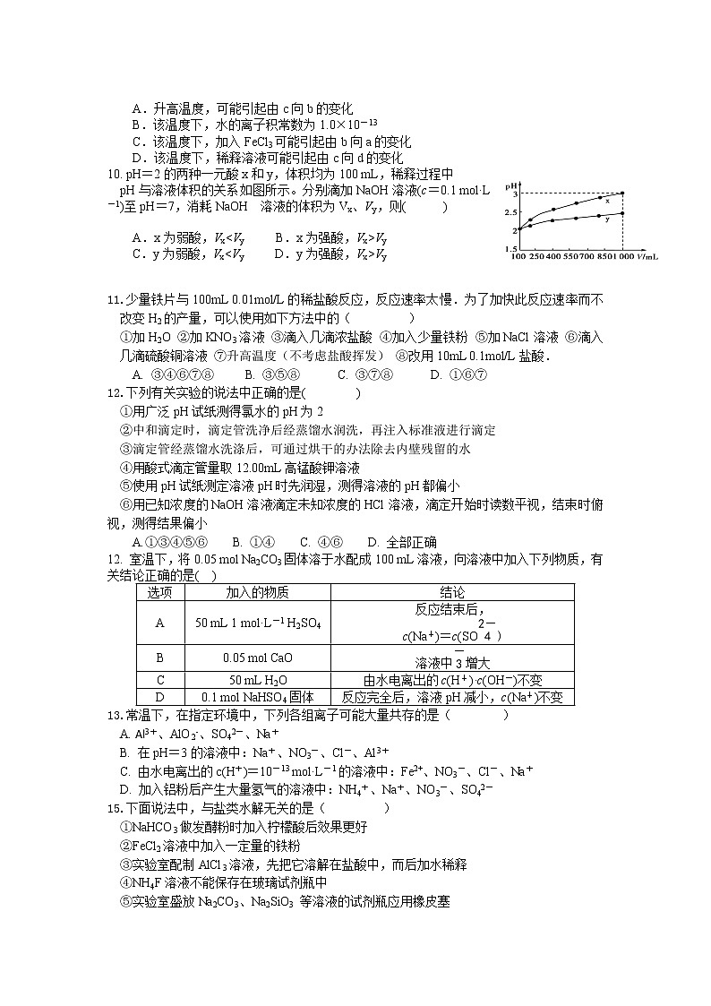 2017-2018学年甘肃省天水市一中高二上学期第二阶段（期中）考试化学（理）试题A卷02