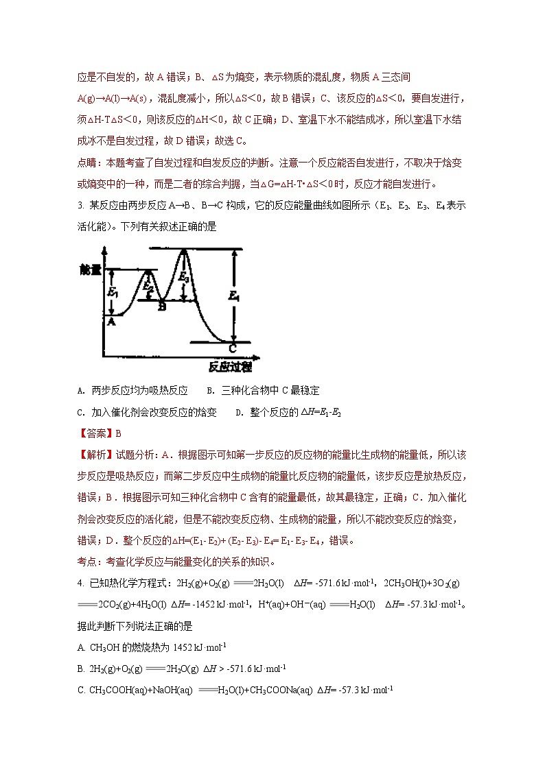 2017-2018学年广东省广东实验中学高二上学期期中考试化学试题（解析版）02