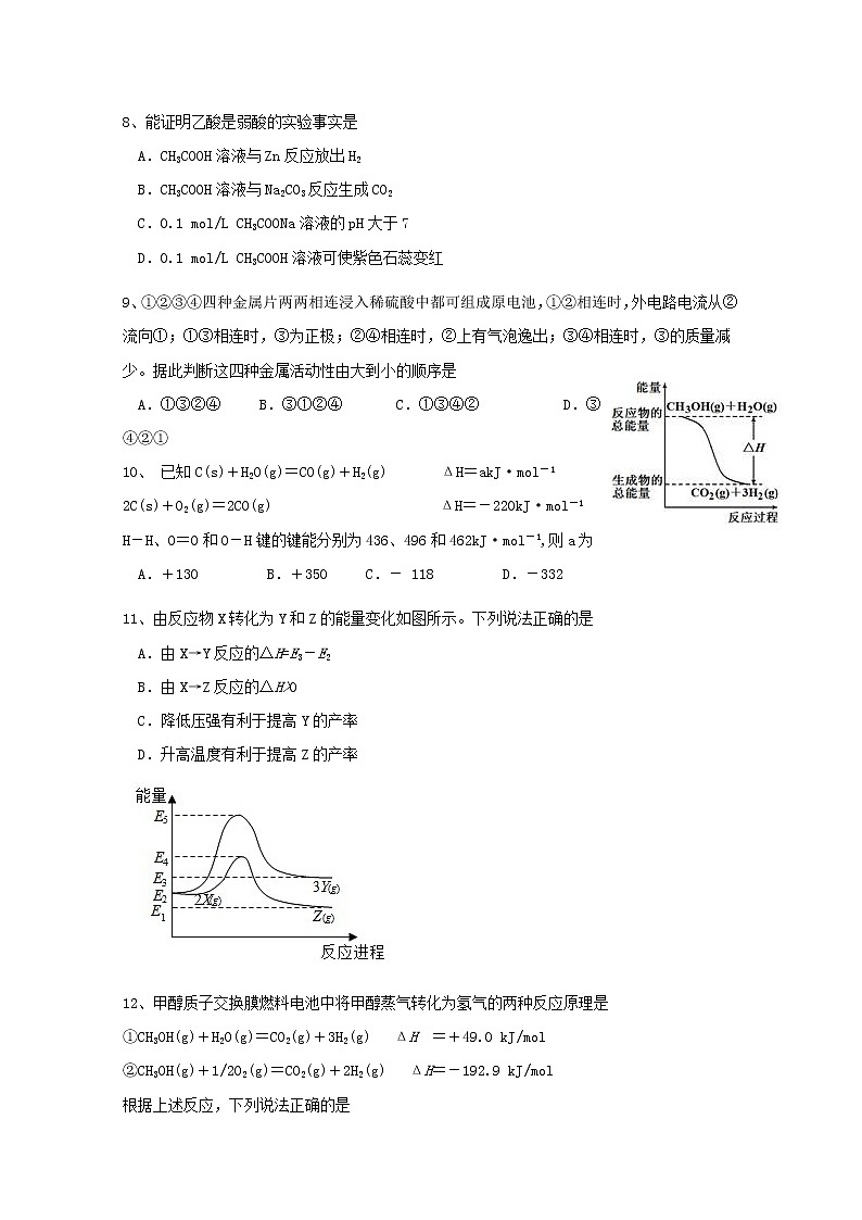 2017-2018学年广东省深圳市翠园中学高二上学期期中考试化学试题02