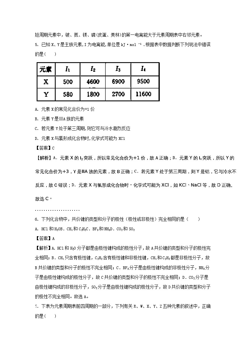 2017-2018学年安徽省蚌埠市第二中学高二上学期期中考试化学试题 解析版03