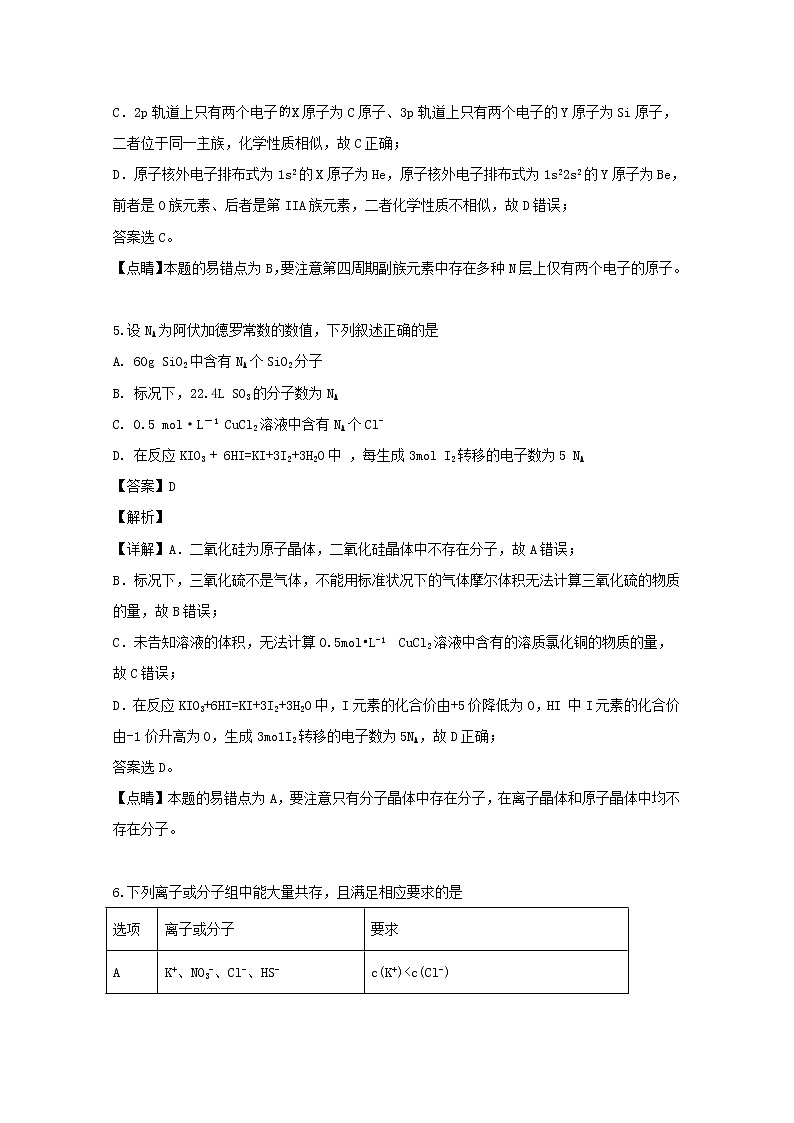 2018-2019学年辽宁省瓦房店市高级中学高二下学期期末考试化学试题 解析版03