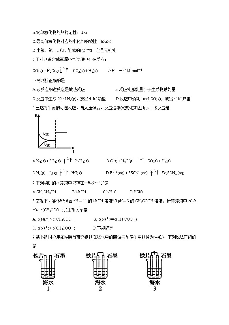 2018-2019学年安徽省滁州市九校联谊会（滁州二中、定远二中等11校）高二下学期期末联考试题 化学 Word版02