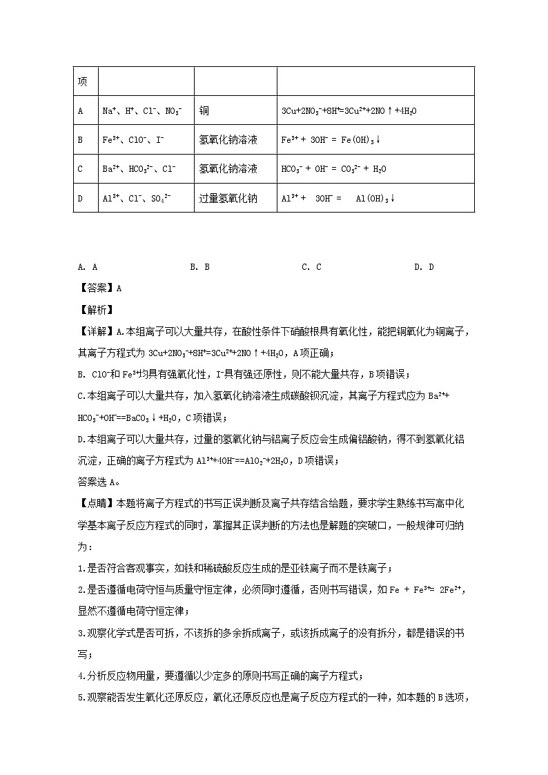 2018-2019学年安徽省六安市舒城中学高二下学期期末考试化学试题 解析版03