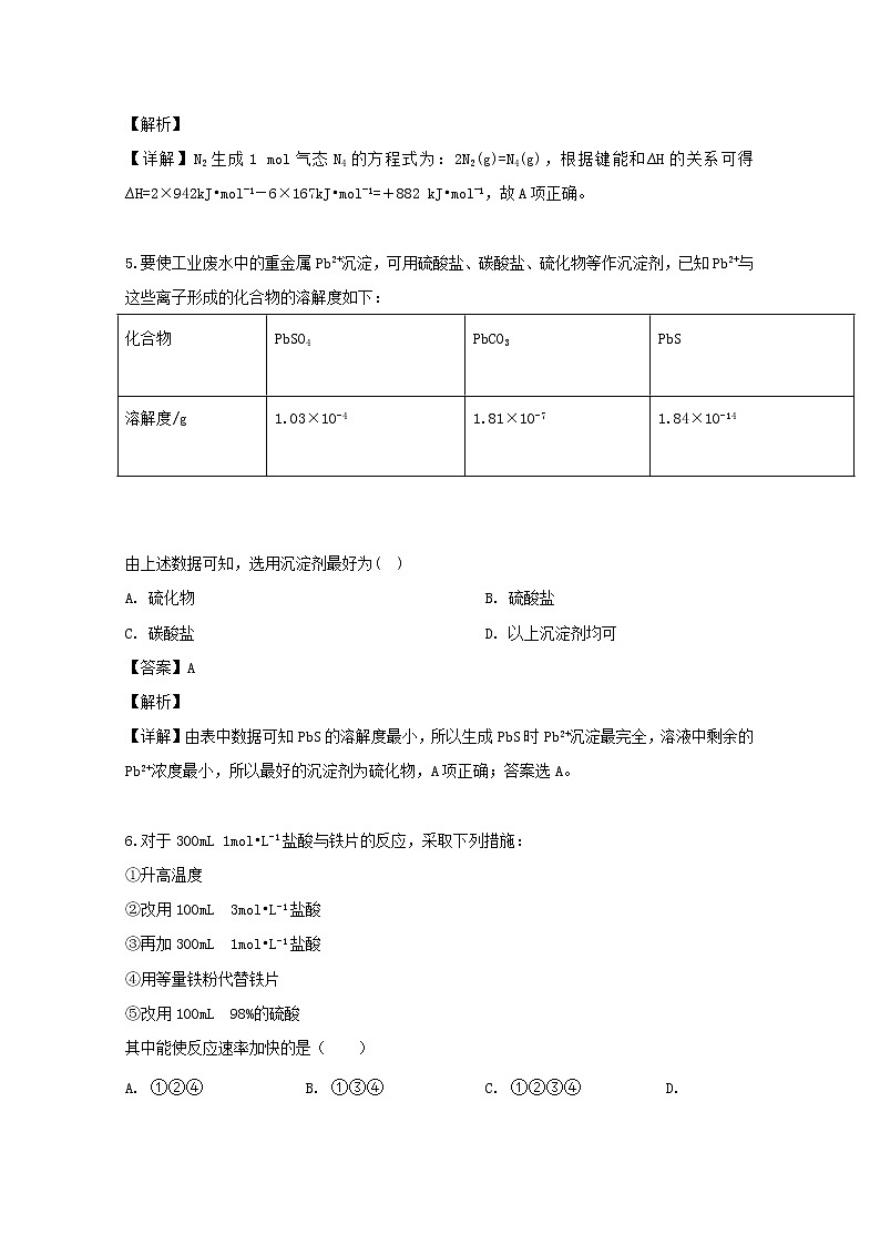 2018-2019学年福建省长乐高级中学高二下学期期末考试化学试题 解析版03