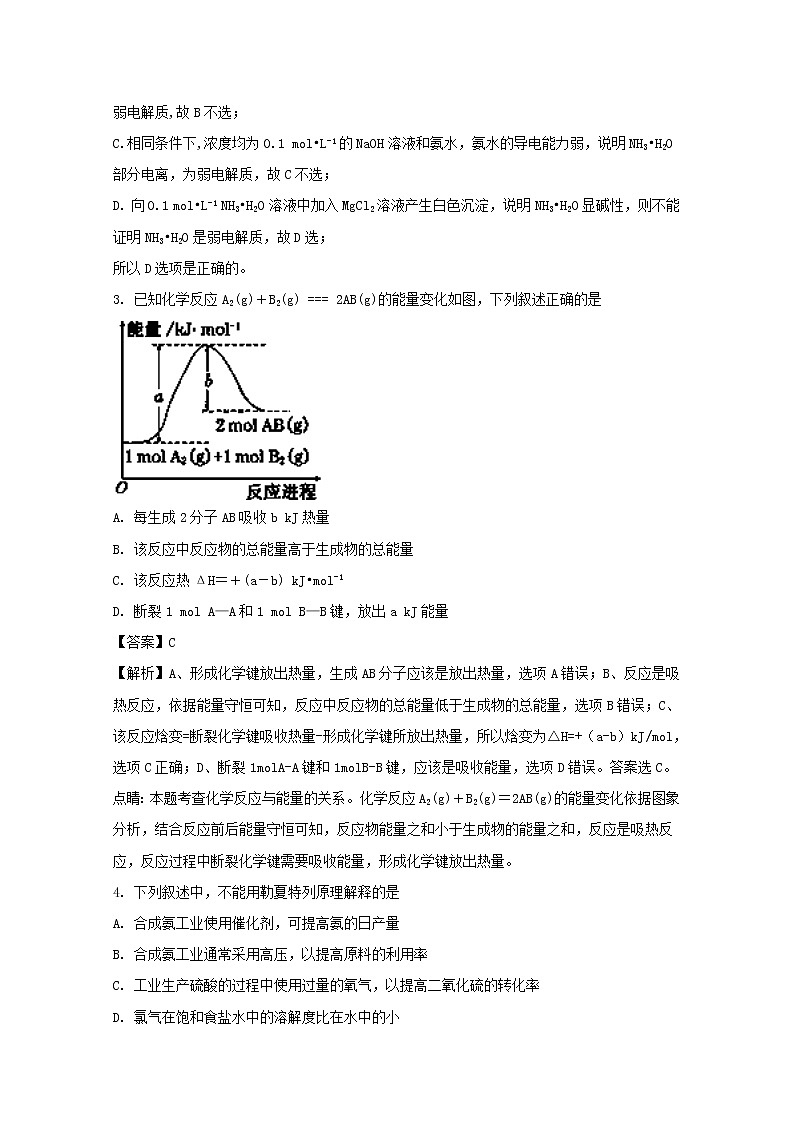 2017-2018学年江苏省宿迁市高二下学期期末考试化学试题 解析版02