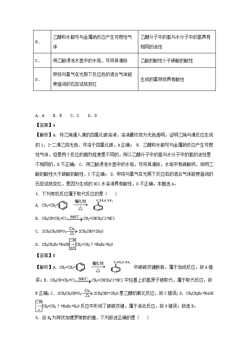 2017-2018学年福建省福州市八县（市）协作校高二下学期期末联考化学试题 解析版02