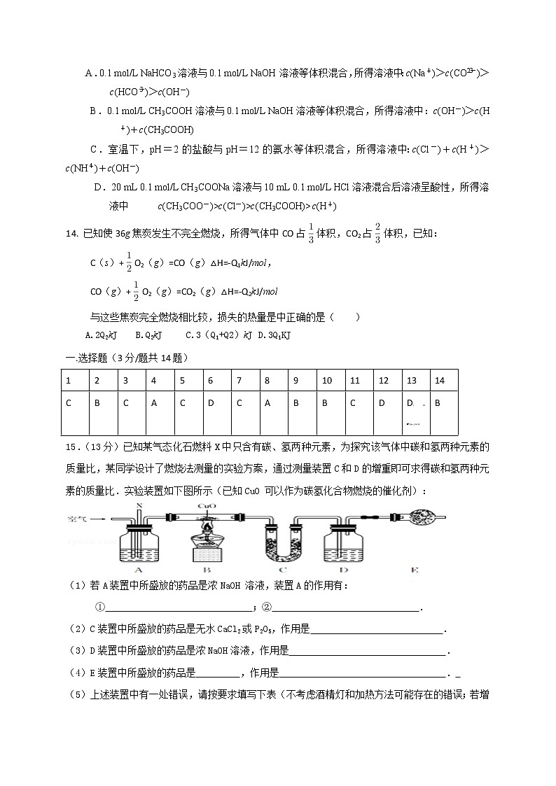 2017-2018学年河北省武邑中学高二下学期期末考试化学试题（Word版）03
