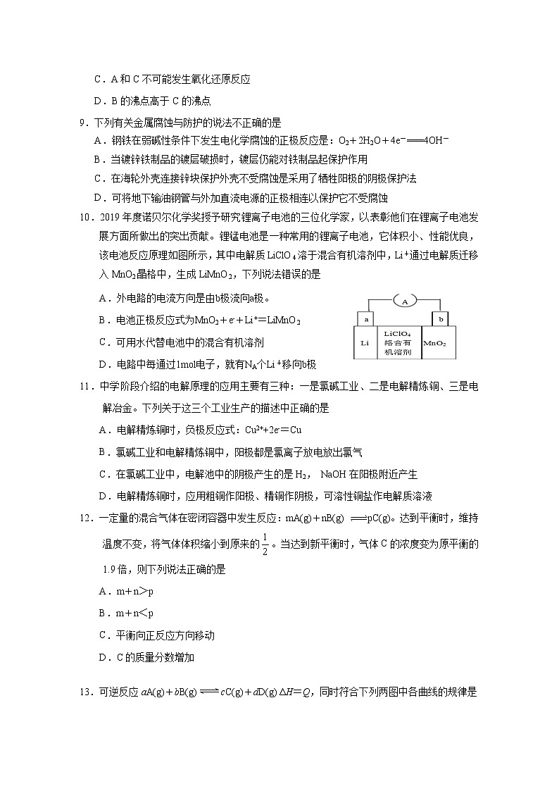 2019-2020学年湖北省荆门市高二上学期期末学业水平选择性考试阶段性检测化学试题 word版第3页