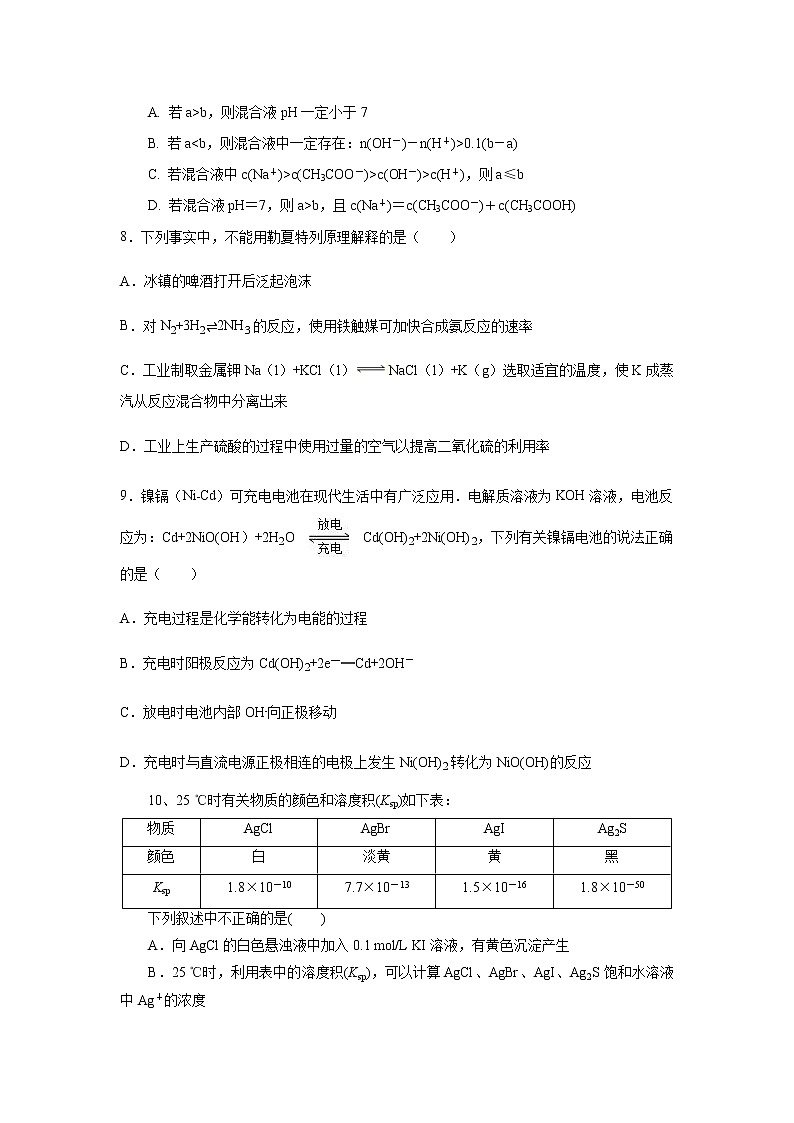 2019-2020学年江苏省启东中学高二上学期期末考试化学试题 word版03