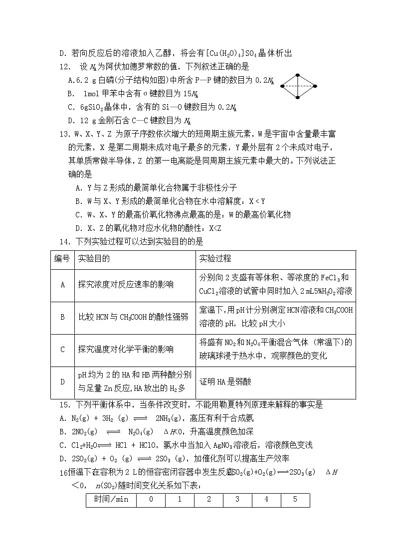 2019-2020学年四川省三台中学实验学校高二上学期期末适应性考试化学试题 Word版03