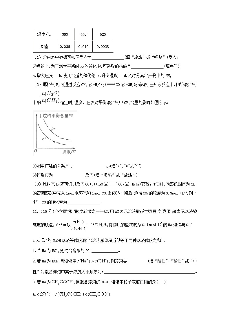 2019-2020学年四川省宜宾市叙州区第一中学高二上学期期末模拟考试化学试题 word版03