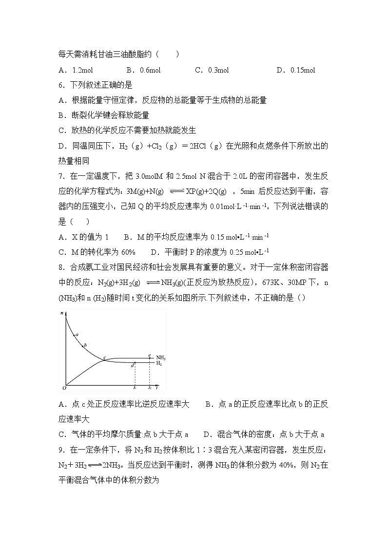 2018-2019学年安徽省滁州市定远县育才学校高二（普通班）上学期期末考试化学试题 Word版02