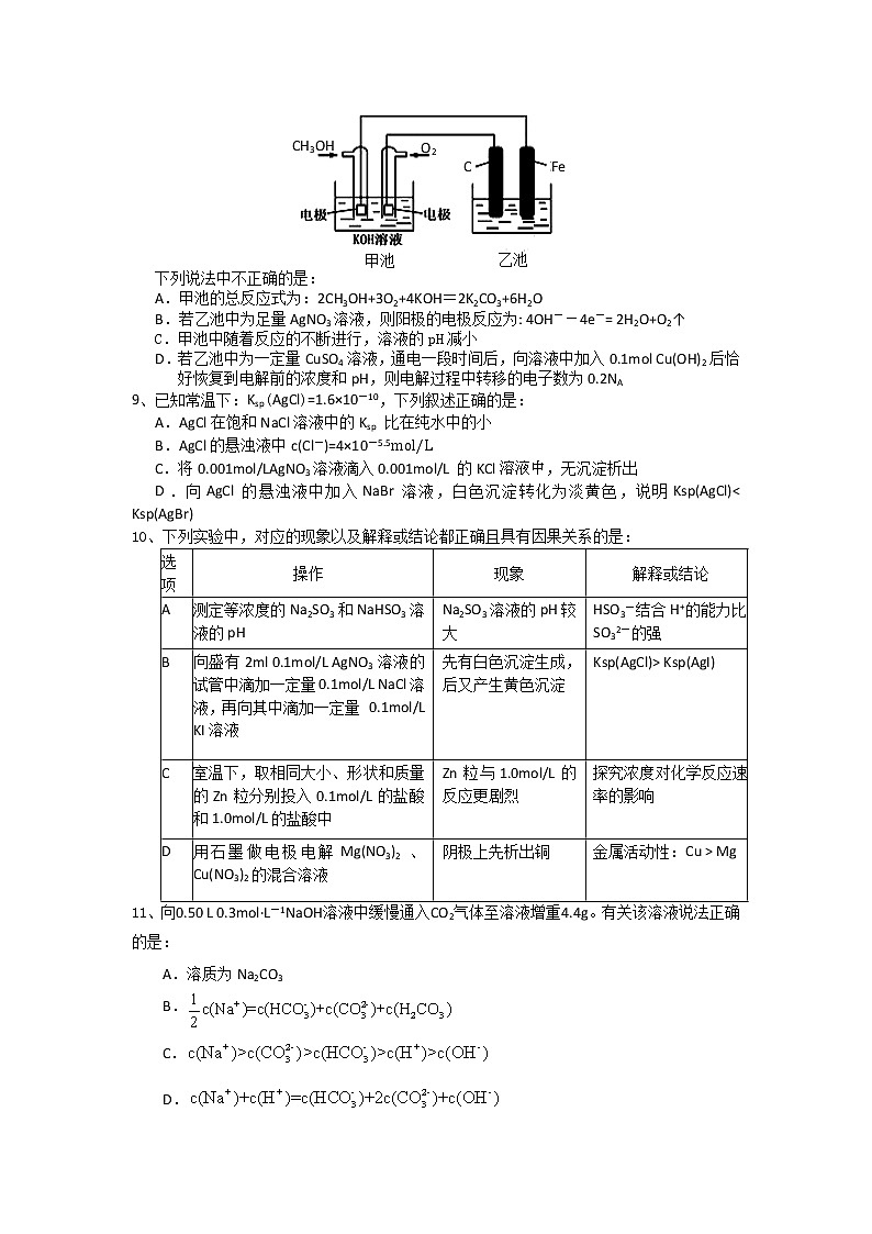 2018-2019学年安徽省宿州市十三所重点中学高二上学期期末质量检测化学（理）试题 word版02