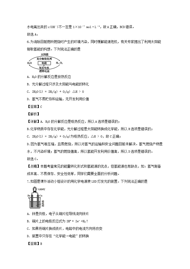2018-2019学年福建省龙岩市非一级达标校高二上学期期末教学质量检查化学试题 解析版03