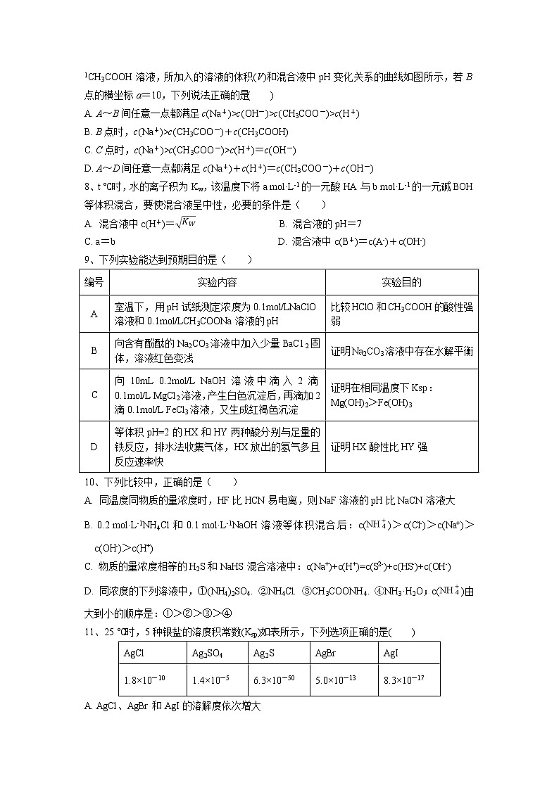 2018-2019学年甘肃省天水一中高二上学期第二学段（期末）考试化学试题 Word版02