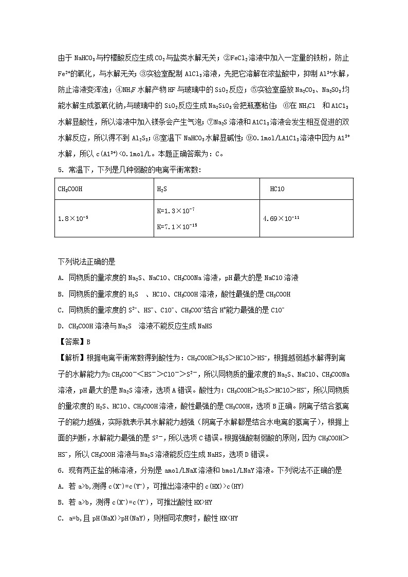 2017-2018学年江西省上高县第二中学高二上学期期末考试化学试题 解析版03