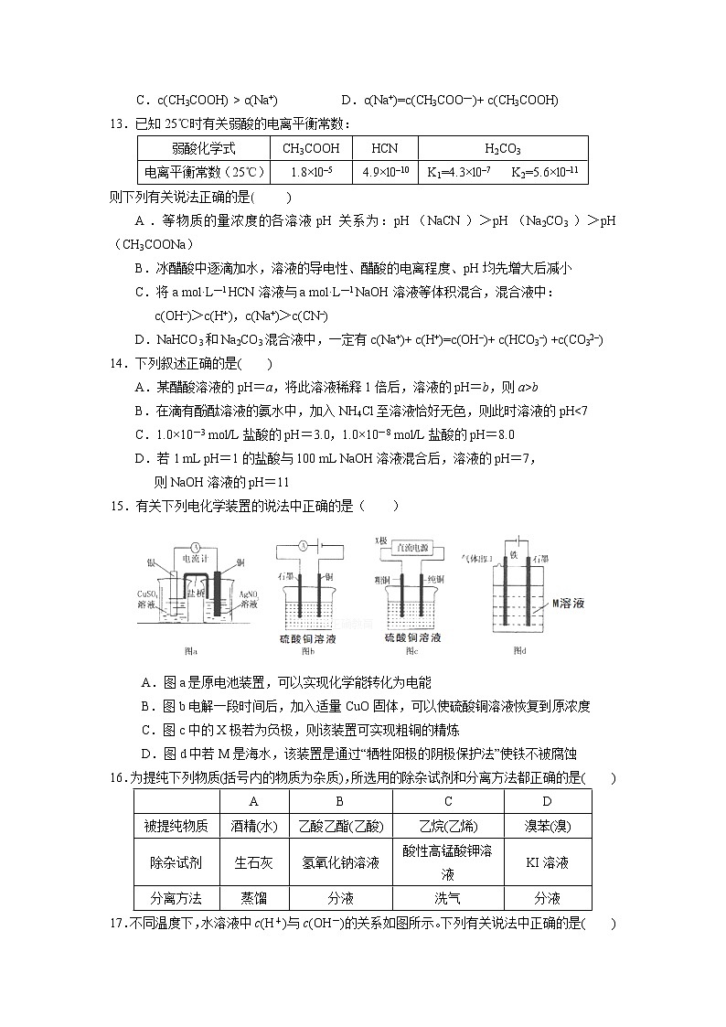 2017-2018学年黑龙江省大庆铁人中学高二上学期期末考试化学试题（Word版）03