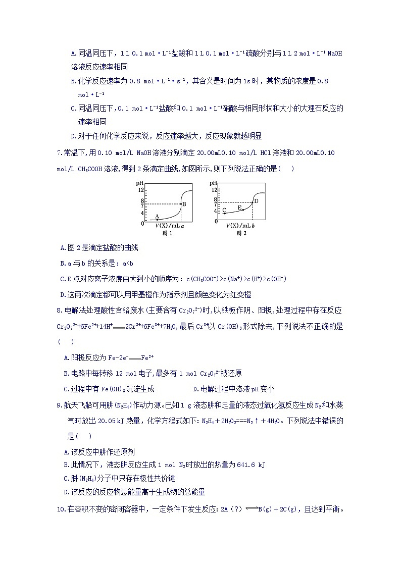 2017-2018学年湖北省宜昌市葛洲坝中学高二上学期期末考试化学试题 Word版02
