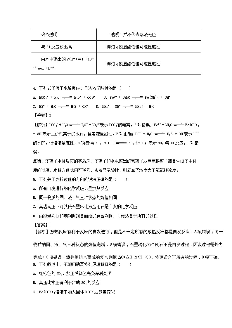 2017-2018学年吉林省辽源市田家炳高级中学等五校高二上学期期末联考化学试题 解析版03