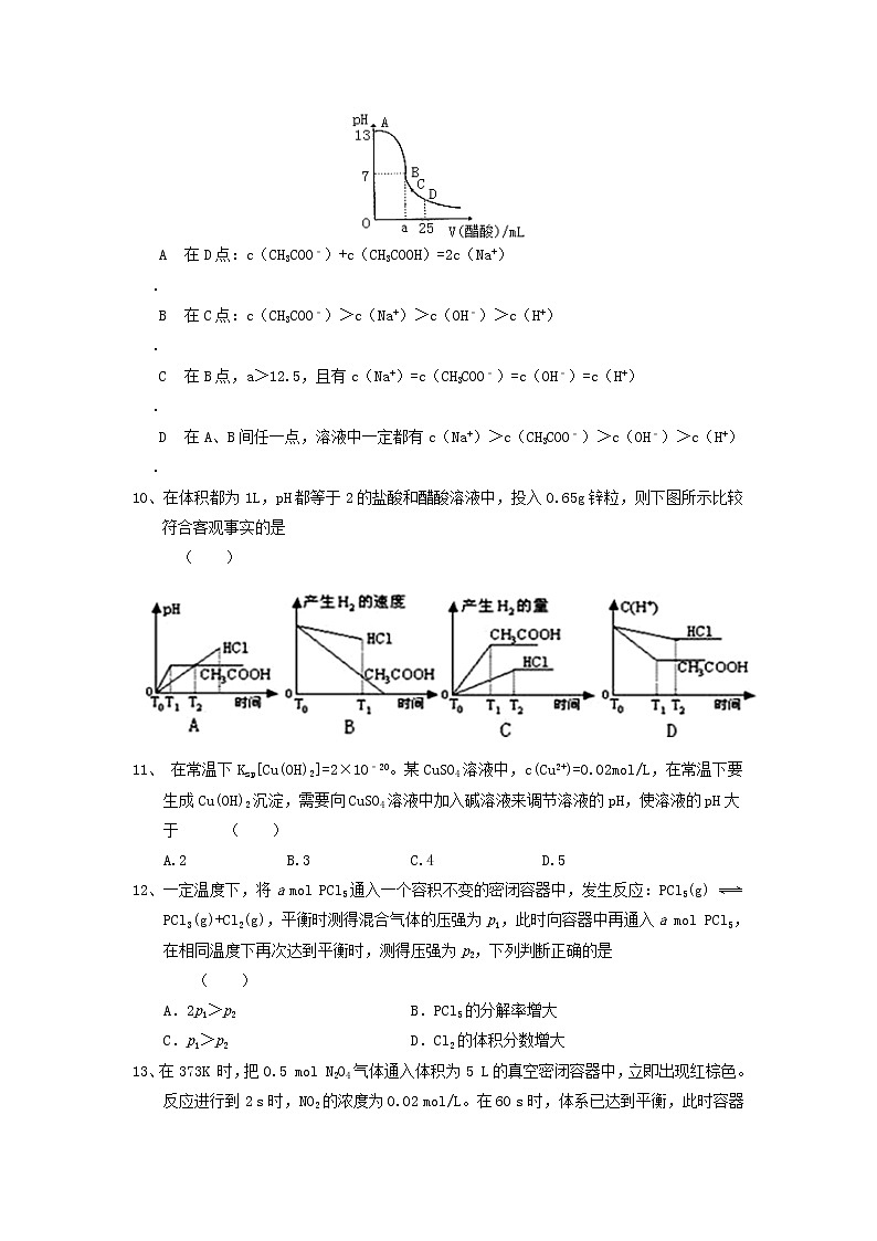 2017-2018学年安徽省六安市舒城中学高二上学期期末考试化学试题 Word版03