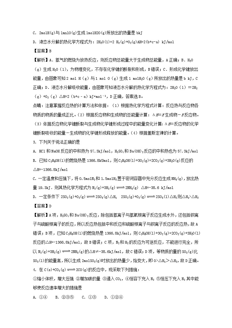 2017-2018学年河南省三门峡市高二上学期期末考试化学试题 解析版02