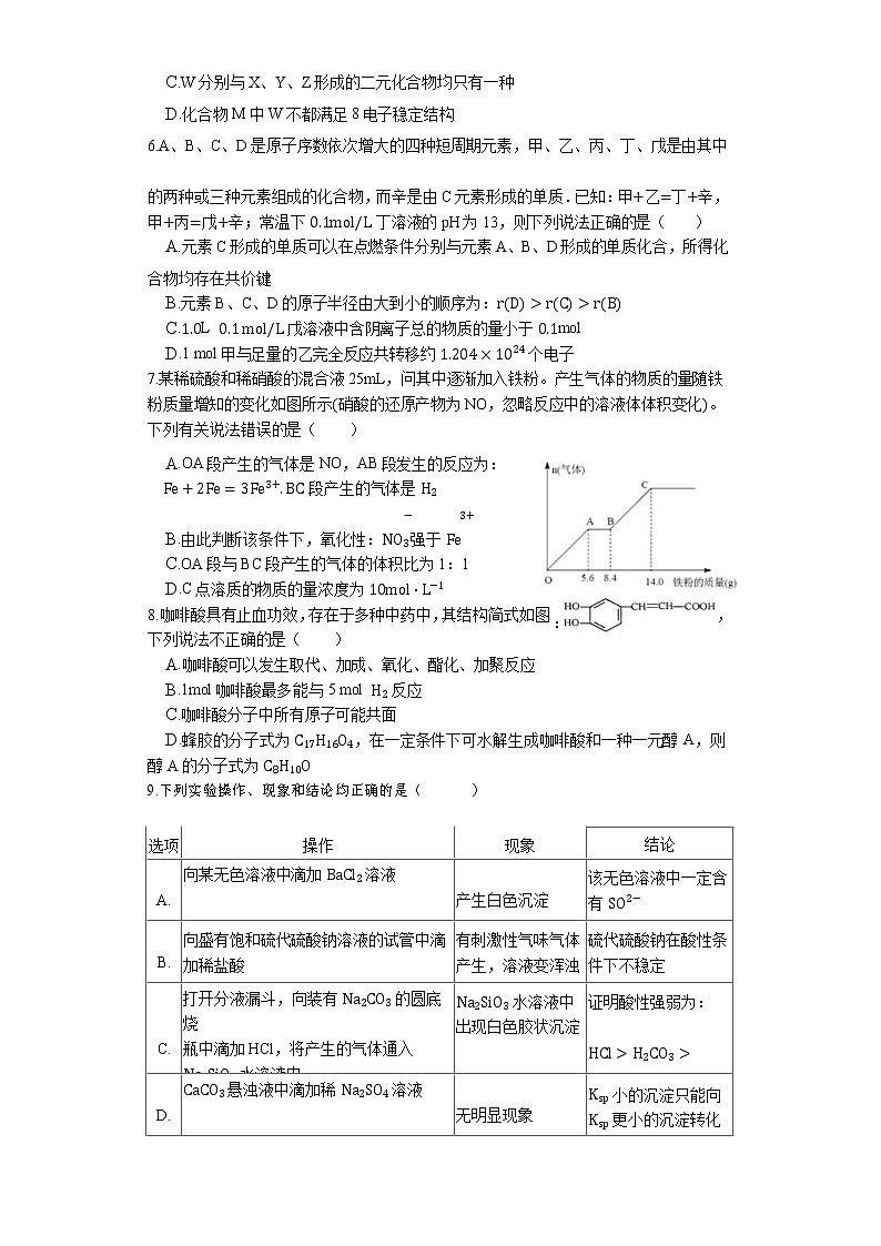 天津市实验中学2020届高三下学期4月基础测试化学试题02