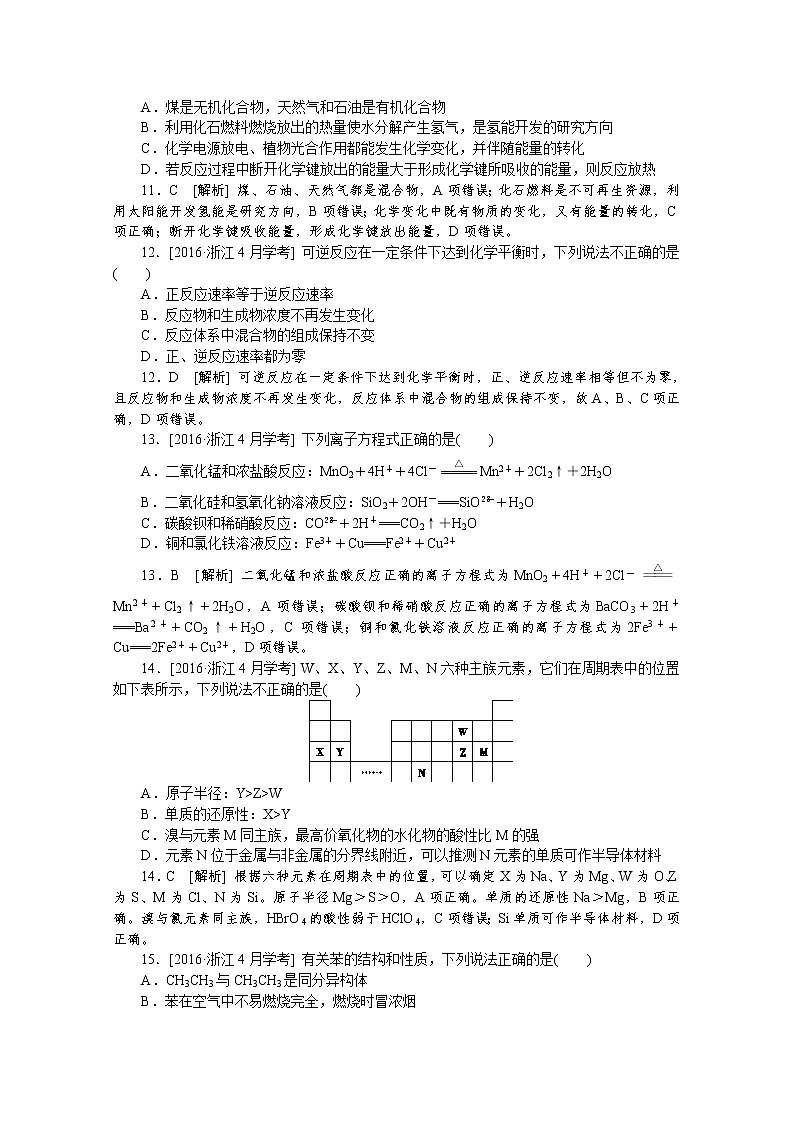 2016年04月浙江省普通高校招生选考科目考试化学试题（解析版）第3页