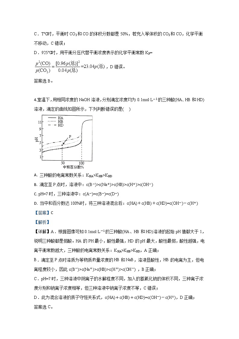 河北省石家庄市第二中学2020届高三毕业班二月份网络教学质量监测卷化学试题第3页