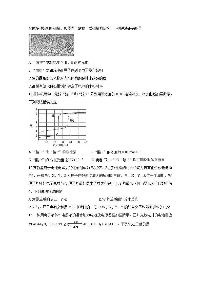 河南省九师联盟2020届高三5月质量检测试题　化学02