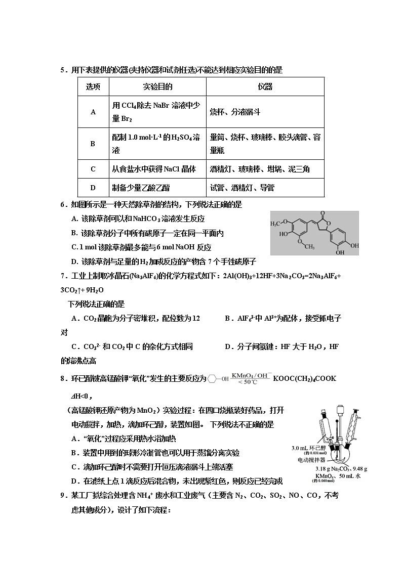 山东省济宁市2020届高三3月线上一模自我检测化学试卷02