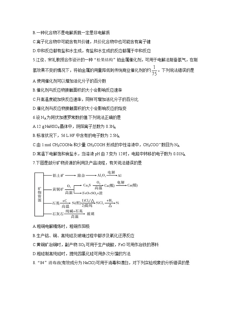 湖南省五市十校2020届高三上学期联考试题 化学02