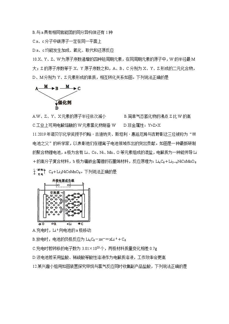 安徽省皖江名校联盟2020届高三下学期第五次联考试题 化学02