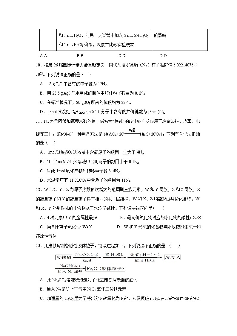 陕西省渭南市韩城市司马迁中学2020届高三第八次周测化学试卷03
