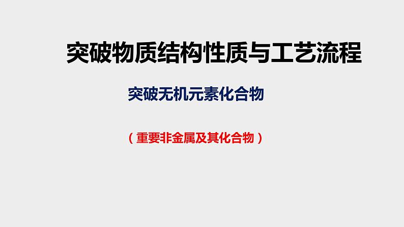 突破02 备战2021年高考化学之突破物质结构性质与工艺流程题-突破非金属及其化合物（课件精讲）01