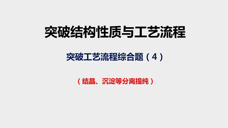 突破09 备战2020年高考化学之突破物质结构性质与工艺流程题-工艺流程综合题（课件精讲）第1页